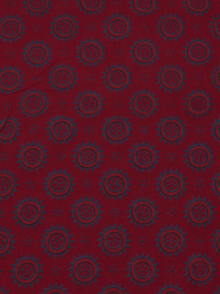 Maroon Grey Ajrakh Screen Printed Cotton Fabric Per Meter - F0916693