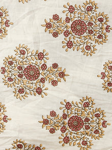 White Mustard Plum Hand Block Printed Cotton Fabric Per Meter - F001F1888