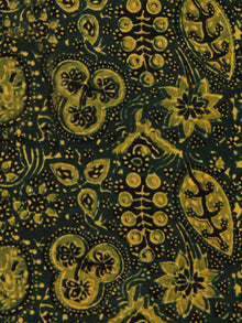 Green Yellow Ajrakh Block Printed Cotton Fabric Per Meter - F003F1754