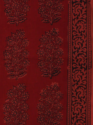 Crimson Red Black Bagh Printed Cotton Fabric Per Meter - F005F2073