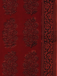 Crimson Red Black Bagh Printed Cotton Fabric Per Meter - F005F2073