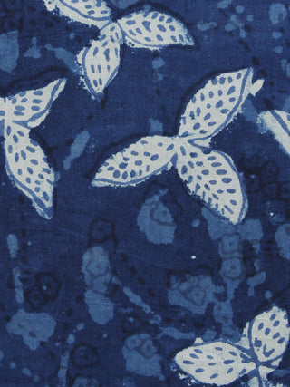 Indigo Ivory Hand Block Printed Cotton Fabric Per Meter - F001F1110