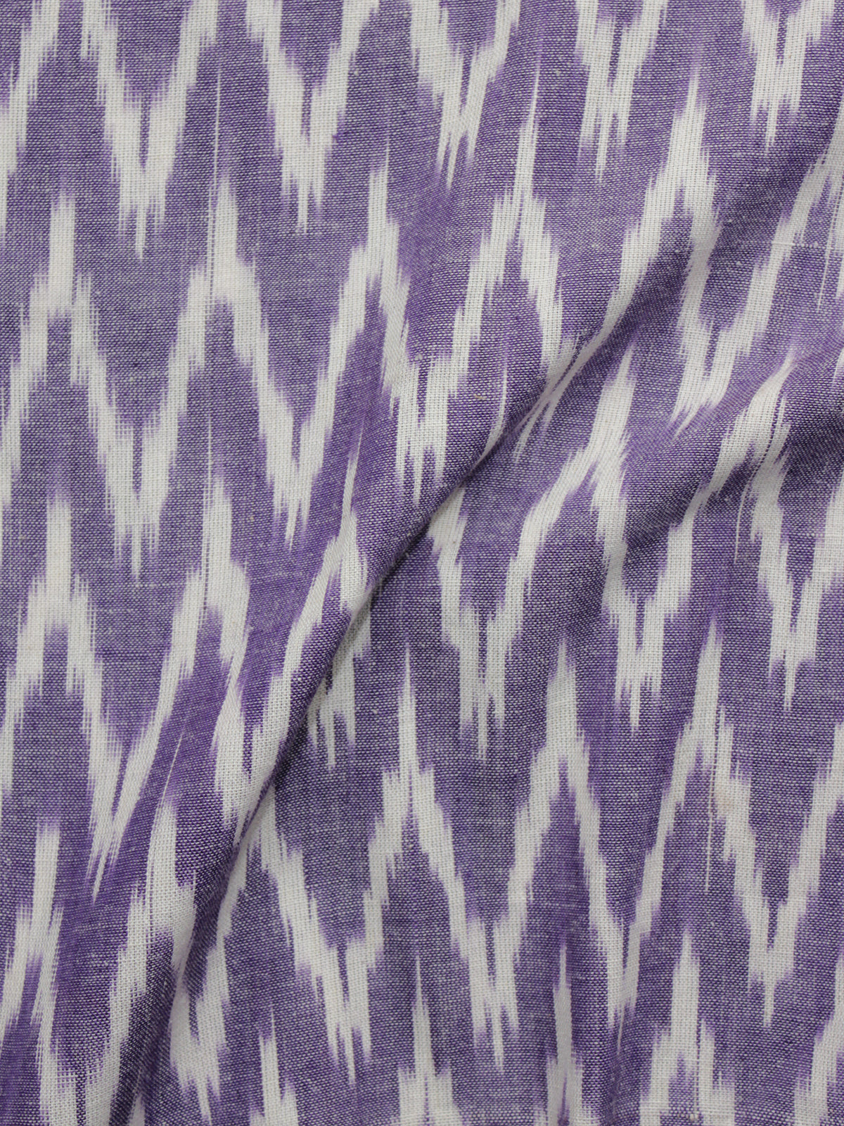 Purple Ivory Pochampally Hand Woven Ikat Fabric Per Meter - F002F920