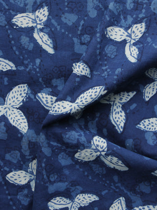 Indigo Ivory Hand Block Printed Cotton Fabric Per Meter - F001F1110