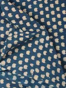 Indigo OffWhite Mustard Hand Block Printed Cotton Fabric Per Meter - F001F2459