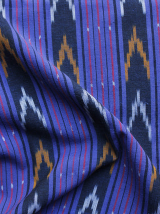 Purple Indigo Orange Pochampally Hand Weaved Ikat Fabric Per Meter - F003F1231