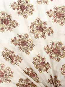 White Mustard Plum Hand Block Printed Cotton Fabric Per Meter - F001F1888