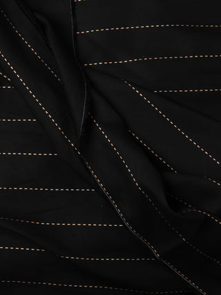 Black Golden Block Printed Cotton Fabric Per Meter - F001F2381
