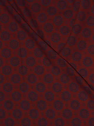 Maroon Grey Ajrakh Screen Printed Cotton Fabric Per Meter - F0916693