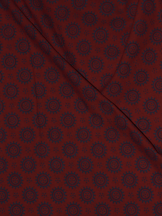 Maroon Grey Ajrakh Screen Printed Cotton Fabric Per Meter - F0916693
