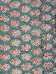 Green White Red Hand Block Printed Cotton Fabric Per Meter - F001F2147