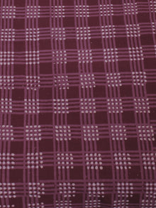 Purple Brown White Hand Block Printed Cotton Cambric Fabric Per Meter - F0916177