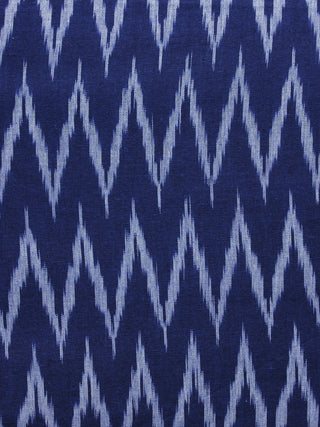 Indigo White  Pochampally Hand Weaved Ikat Fabric Per Meter - F003F1234