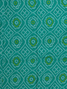 Green Parrot Green White Bandhani Block Printed Cotton Fabric Per Meter - F001F2380