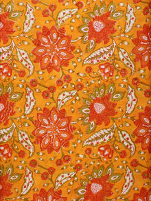 Yellow Red Green Hand Block Printed Cotton Fabric Per Meter - F001F2224