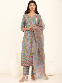 Jashn Zoya Set Of Kurta Pants Kota Doria Dupatta