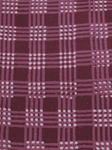 Purple Brown White Hand Block Printed Cotton Cambric Fabric Per Meter - F0916177