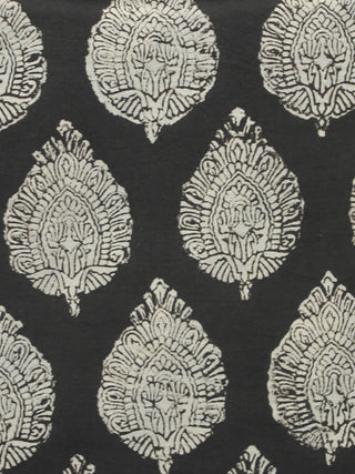 Black Ivory Hand Block Printed Cotton Fabric Per Meter - F001F902