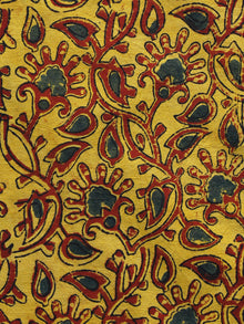 Yellow Maroon Green Ajrakh Hand Block Printed Cotton Blouse Fabric - BPA022