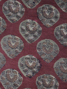 Maroon Red Grey light brown Hand Block Printed Cotton Fabric Per Meter - F001F1137
