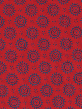 Red Grey Ajrakh Screen Printed Cotton Fabric Per Meter - F0916694