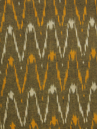 Peanut Brown Orange Ivory Pochampally Hand Woven Ikat Fabric Per Meter - F002F955