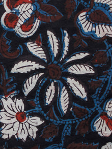 Black Brown Indigo White Hand Block Printed Cotton Fabric Per Meter - F001F1352
