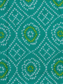 Green Parrot Green White Bandhani Block Printed Cotton Fabric Per Meter - F001F2380