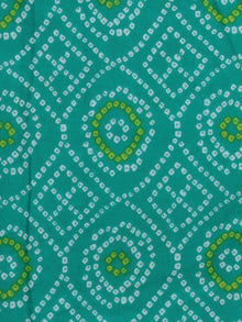 Green Parrot Green White Bandhani Block Printed Cotton Fabric Per Meter - F001F2380