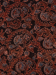 Black Rust Blue Ajrakh Block Printed Cotton Fabric Per Meter - F003F1755