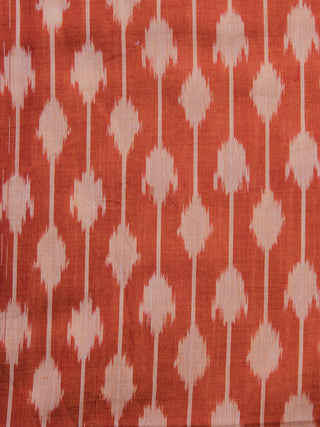 Rust Red Ivory Pochampally Hand Weaved Ikat Mercerised Cotton Fabric Per Meter - F002F1039