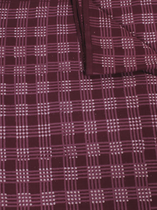 Purple Brown White Hand Block Printed Cotton Cambric Fabric Per Meter - F0916177