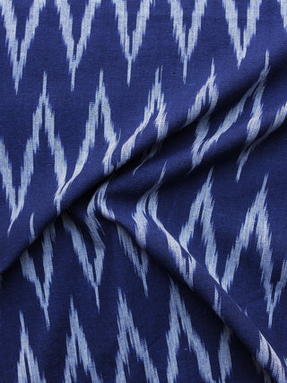 Indigo White  Pochampally Hand Weaved Ikat Fabric Per Meter - F003F1234