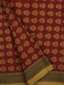 Maroon Olive Green Bagh Printed Cotton Fabric Per Meter - F005F2074