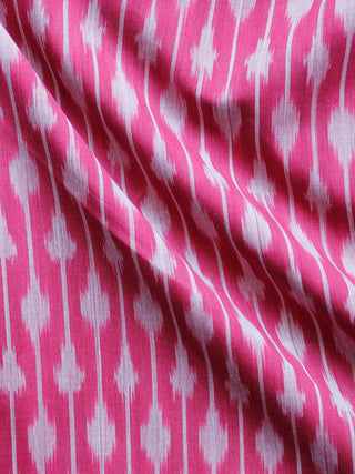 Coral Red Grey Hand Weaved Ikat Mercerised  Fabric Per Meter - F002F1423