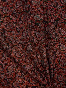 Black Rust Blue Ajrakh Block Printed Cotton Fabric Per Meter - F003F1755