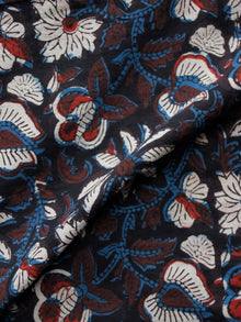 Black Brown Indigo White Hand Block Printed Cotton Fabric Per Meter - F001F1352