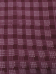 Purple Brown White Hand Block Printed Cotton Cambric Fabric Per Meter - F0916177