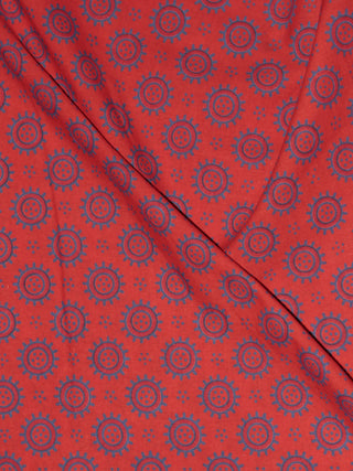 Red Grey Ajrakh Screen Printed Cotton Fabric Per Meter - F0916694