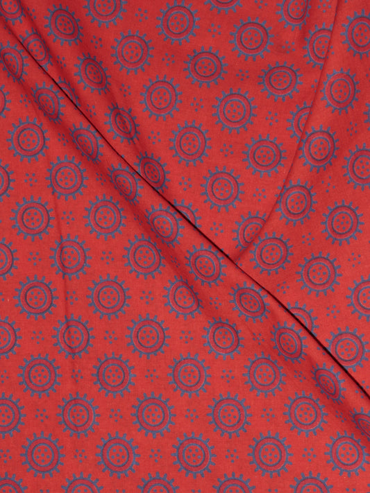 Red Grey Ajrakh Screen Printed Cotton Fabric Per Meter - F0916694