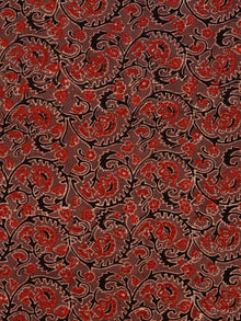 Brown Maroon Black Ajrakh Block Printed Cotton Fabric Per Meter - F003F1756