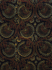 Black Maroon Green Ajrakh Hand Block Printed Cotton Blouse Fabric - BPA023