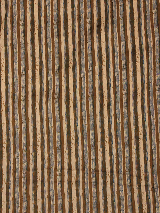 Beige Brown Black Hand Block Printed Cotton Fabric Per Meter - F001F2014