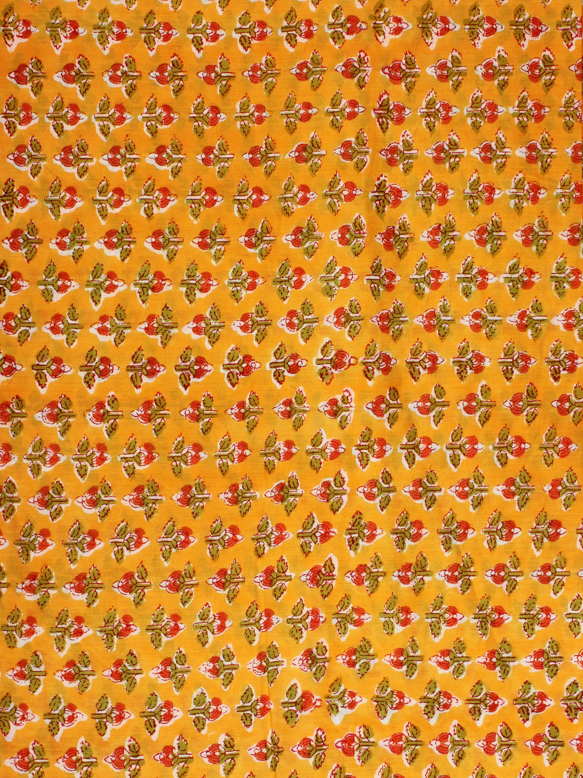 Yellow Red Green Hand Block Printed Cotton Fabric Per Meter - F001F2225