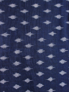 Navy Blue Grey Pochampally Hand Weaved Ikat Mercerised Cotton Fabric Per Meter - F002F1969