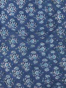 Indigo Blue OffWhite Hand Block Printed Cotton Fabric Per Meter - F001F2460