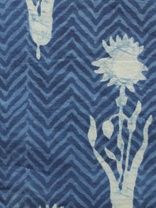 Indigo Ivory Hand Block Printed Cotton Fabric Per Meter - F001F903