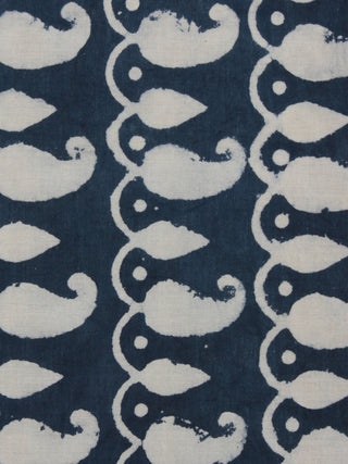 Indigo Ivory Hand Block Printed Cotton Fabric Per Meter - F001F790