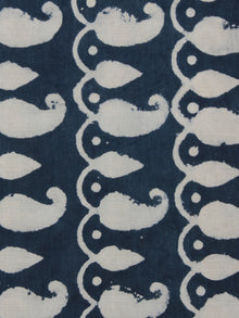 Indigo Ivory Hand Block Printed Cotton Fabric Per Meter - F001F790