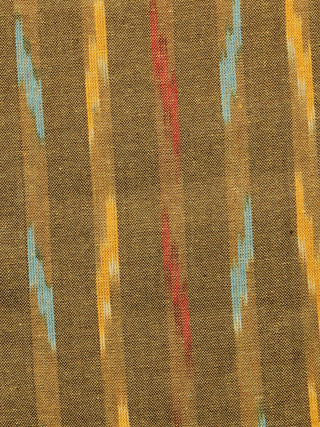 Brown Multi Color Pochampally Hand Woven Ikat Fabric Per Meter - F002F956